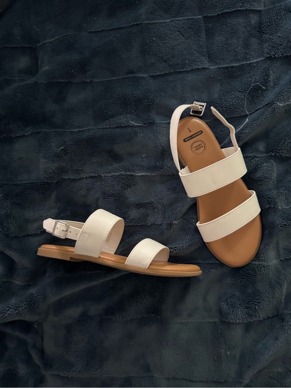 Kids White Double-Strap Slingback Sandals
